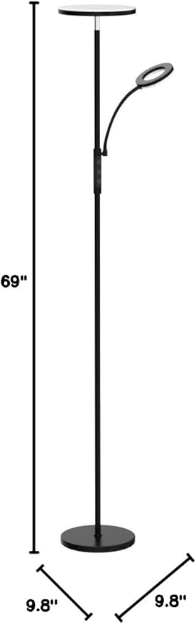 2025 Floor Lamp, 42W 4200LM Torchiere LED Lamp for Living Room, Stepless Dimming Floor Lamps with Remote Control, 2700K-6500K Color, 70" Tall Standing Lamp with Reading Light for Bedroom Office Hotel