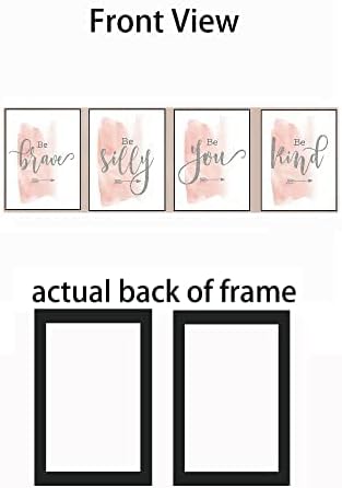 Set of 4 Teen Girl Framed Wall Art Canvas Painting Be Brave Inspirational Quotes Print Blush Grey Poster Picture Nordic Girls Bedroom Decor