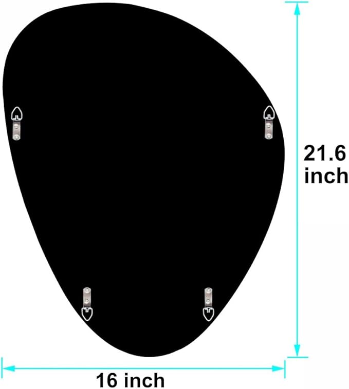 DMDFIRST Modern Irregular Shaped Wall Mirror – 21.6x16 Inch Decorative Oval Diamond Decor Mirror for Living Room, Bedroom, Bathroom, Entryway