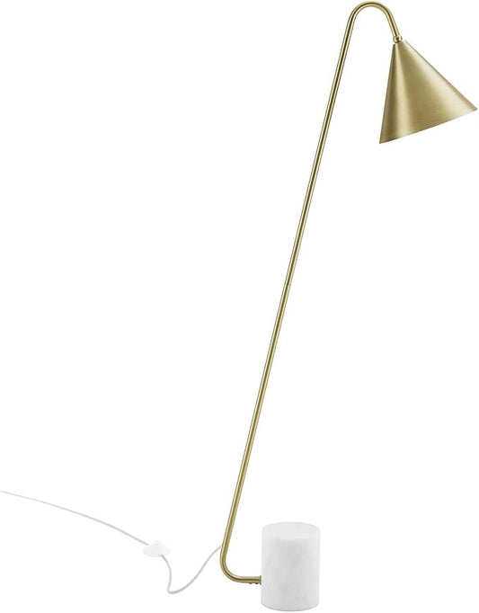Modway EEI-6531-SBR Ayla Marble Base Floor Lamp, Satin Brass