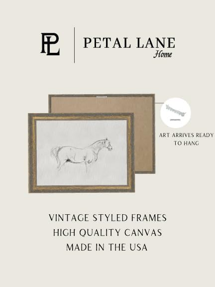 Petal Lane Horse Wall Art - 10x8 Framed Antique Decor - Make Your Own Gallery Wall Frame Set - Dark Academia Wall Decor - Farmhouse Wall Art (Horse Sketch)