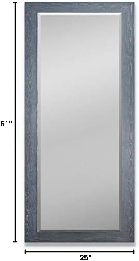 Renditions Gallery Full Length Mirror Gray Wood Frame Full Body Wall Mounted Apartment Vanity Decor Aesthetic Large Standing Mirror for Bedroom Living Room Bathroom - 61"x25" LT07