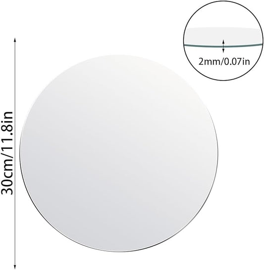 12'' Round Glass Mirror HD Large Makeup Circle Mirror for Wall Decor, Bathroom, Bedroom, Vanity, Living Room etc,