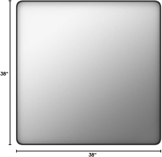 JISOSO Black Bathroom Mirror 38X38 Inch, Black Metal Framed Mirror for Wall, Rounded Rectangle Matte Bathroom Vanity Mirror with Tempered Glass, Anti-Rust, Horizontal/Vertical