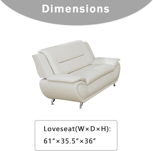 Living Room Furniture Sets, Leather Couches for Living Room, Living Room Couch Set, Creamy White Loveseat for Bedroom, Apartment (b-Creamy White, Loveseat)