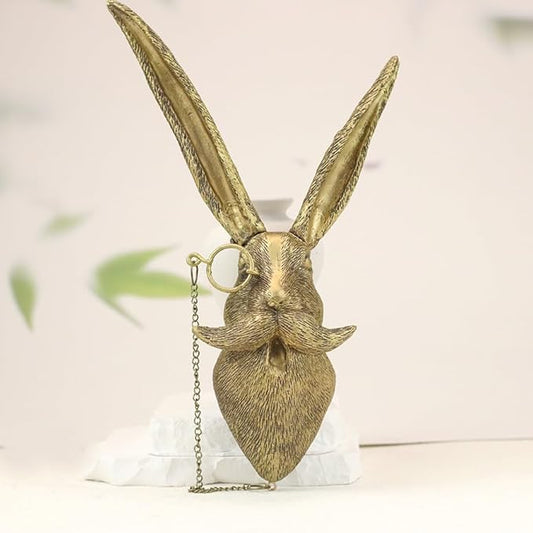Animal Heads Wall Decor, Deer Head Wall Mount, Resin Animal Sculptures Head Wall Hanging Decoration for Family Living Room Bedroom Bathroom Kitchen Gift (Rabbit)
