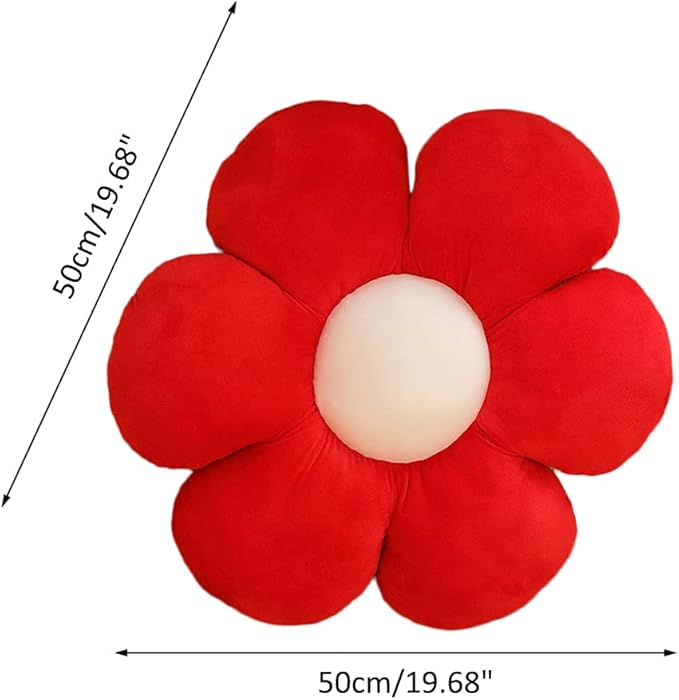 lannery Flower Plush Throw Pillows, Flower Floor Pillow Seating Cushion Toy for Reading, Room, Watching TV (19.7", red)