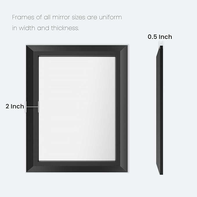 Amorho Black Bathroom Mirror, 24x30 Inch Thick Metal Framed Wall Mirrors for Over Sink, Bedroom, Living Room, Entryway, Rectangle Wall-Mounted Mirrors(Horizontal/Vertical).
