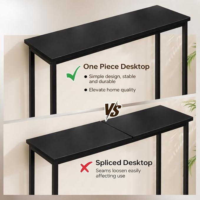 Narrow Entryway Console Table & Sofa Side Table - IndustrialHallway Table for Small Spaces, Behind Couch Table, Multi-Functional Living Room Bedroom Office,Black, 29.5" x 9.4" x 29.5"