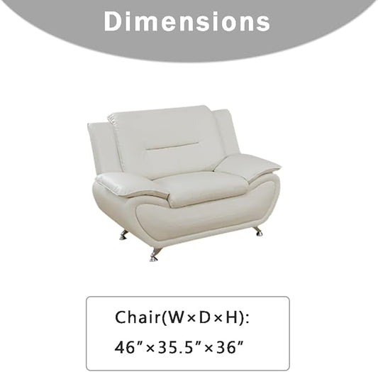 Leather Couches for Living Room, Living Room Couch Set, Creamy White Chair for Bedroom, Apartment, Living Room Furniture Sets (b-Creamy White, Chair)