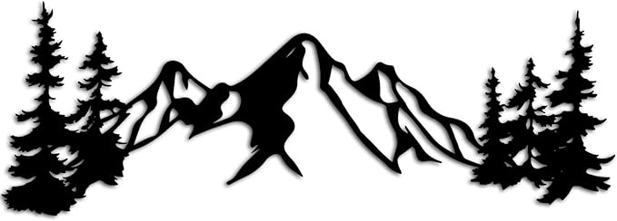 Yuzhuo Metal Mountain Wall Art Decor, Mountain Forest Silhouette Art Suitable for Living Room Bedroom Indoor Outdoor Garden Home Decoration