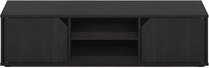 Furinno CLASSIC TV Stand, Petite 2-Tier Entertainment Center with Open Shelf and Door Cabinets, TV Console for TV up to 55 Inch, for Living Room, Bedroom, Espresso