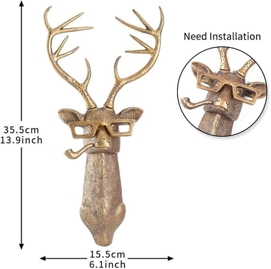 Joogour Head Wall Mount Decor,Resin Animal Sculptures,Art Deco Wall Hanging Decoration for Living Room Bedroom Officeroom Gift (Deer)