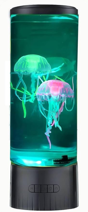 Jellyfish Lamp, Large Size Sensory Table Light for Kids Adults & Autism | Fake Aquarium Tank Desk Lamp for Home Office | Room Decor Mood Light, Unique Gift