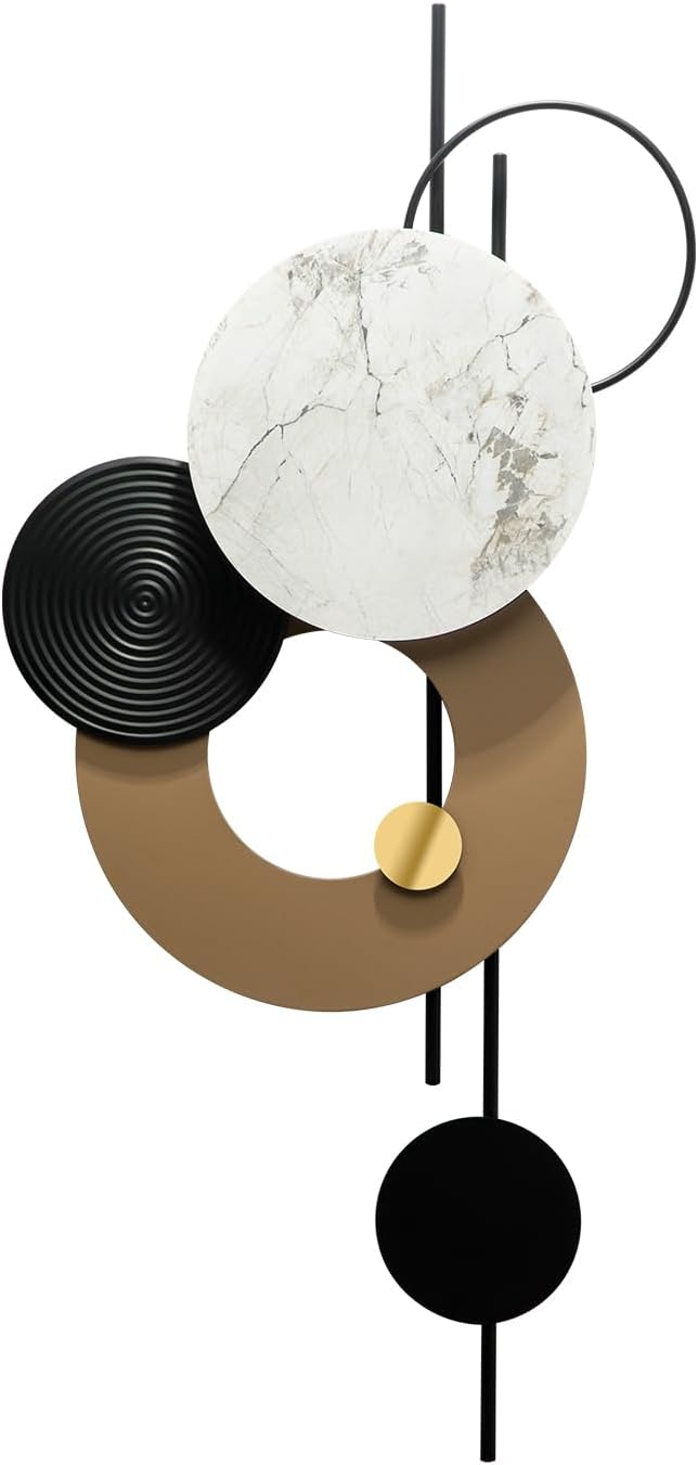 HEBOIX Large Metal Wall Decor Modern Metal Wall Art 3D Wall Sculptures Handmade Wall Hanging Decoration for Living Room Dinning Room Bathroom Entryway Kitchen Office (19''Lx39''W)