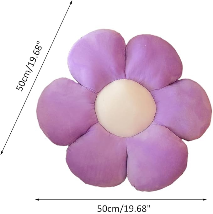 lannery Flower Plush Throw Pillows, Flower Floor Pillow Seating Cushion Toy for Reading, Room, Watching TV (19.7", Purple)