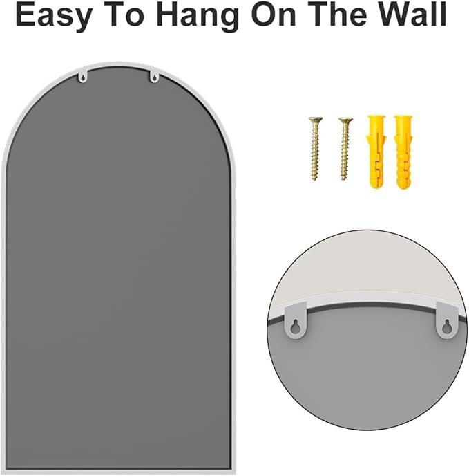 Arch Wall Mirror Mounted Decorative, 30"x42", Arched Window Pane Mirror for Wall-Mounted for Entryway, Bathroom Vanity, Living Room or Bedroom, Iron Frame, White