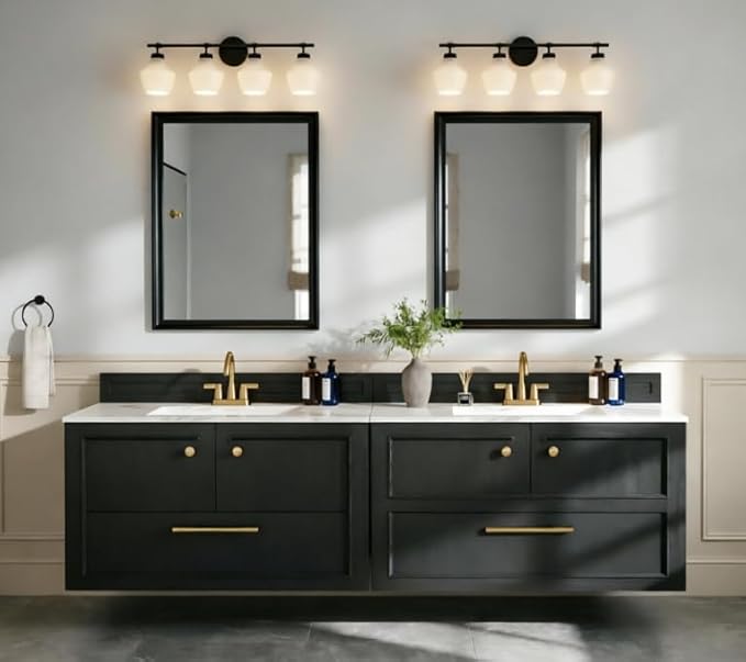 USHOWER Black Bathroom Mirrors for Over Sink 30x40 Inch, Metal Framed Rectangle Vanity Mirror for Wall, Bedroom, Living Room, Entryway, Farmhouse, Anti-Rust, HD Tempered Glass, Horizontal/Vertical