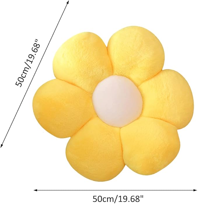 lannery Flower Plush Throw Pillows, Flower Floor Pillow Seating Cushion Toy for Reading, Room, Watching TV (19.7", Yellow-2)