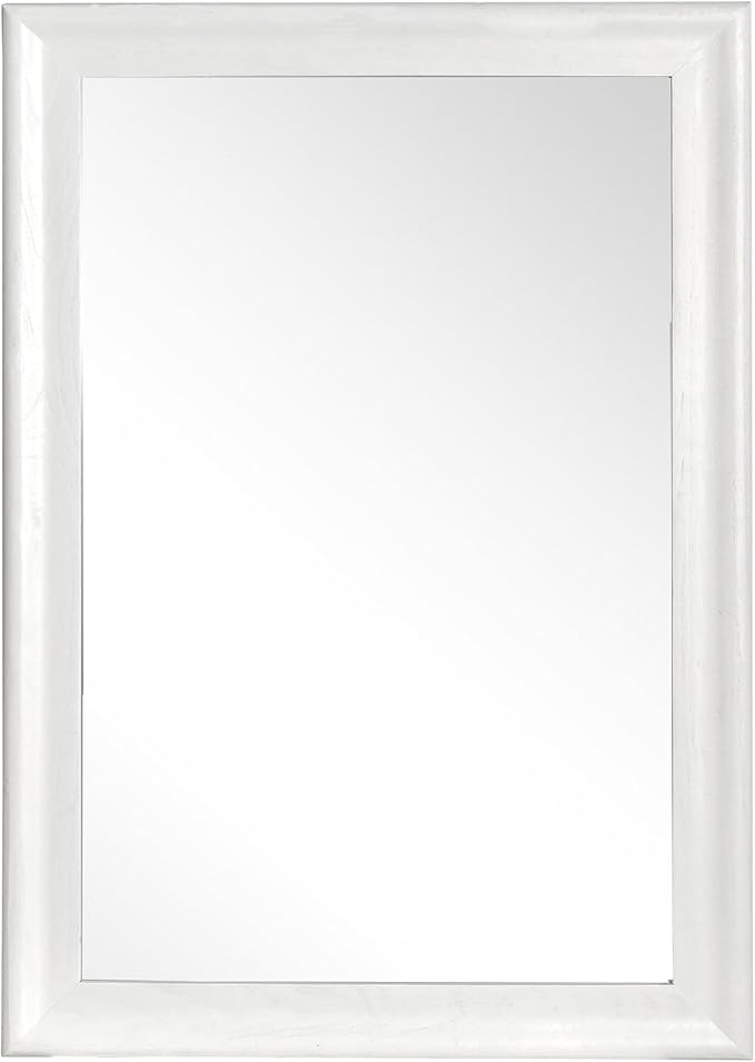 White Bathroom Mirror 24x36 Inch, Wood Framed Rectangle Mirrors for Wall with Tempered Glassr for Bedroom Living Room or Entryway, Vertical or Horizontal Hanging