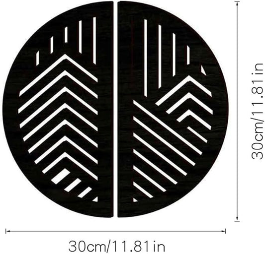 Geometric Wood Wall Art Decor, Modern Mountain Wall Sculptures Hanging Abstract Line Panels Decor, Hollow Half Round Wooden Craft Art Boho Wall Decoration, for Home Office Living Room Bedroom (Black)