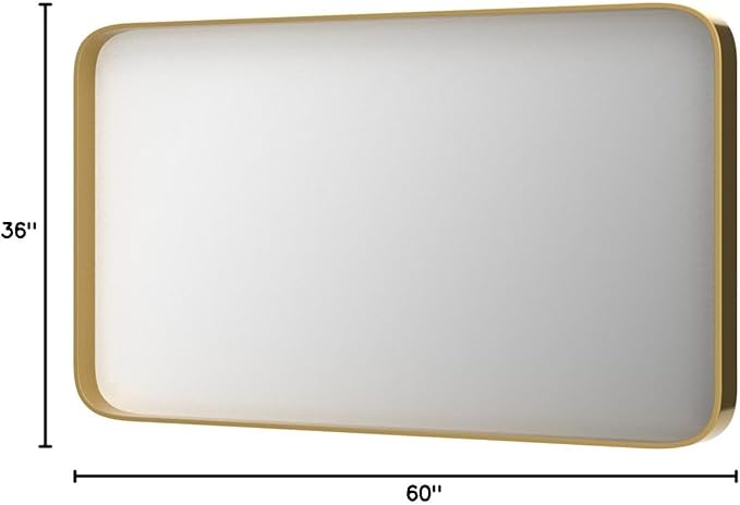 TokeShimi 60 x 36 Inch Brushed Gold Bathroom Vanity Mirror for Wall with Non-Rusting Aluminum Alloy Matte Metal Frame for Modern Farmhouse Home Decor (Horizontal/Vertical)