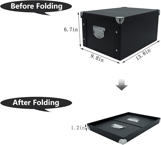 GUOZI Collapsible Storage Box, Decorative Memory Box with Lid & Metal Reinforced Corners, Cardboard File Bin with Handles, Organizer Gift Box for Keepsake Toy Photos Office Nursery Wardrobe Bookshelf