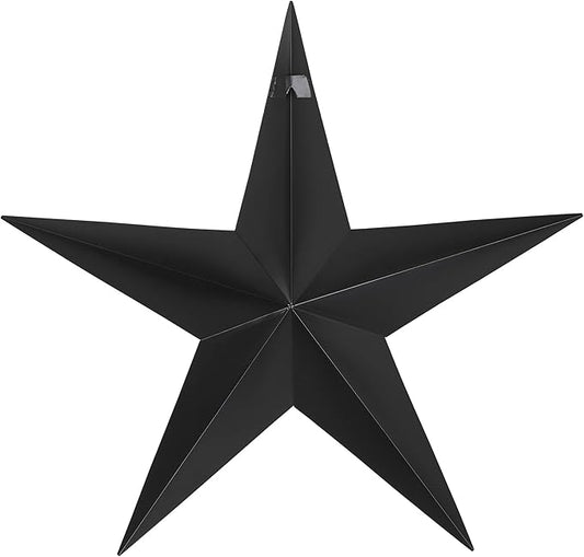 VHC Brands Patriotic Faceted Metal Star Black Wall Hanging 24x24, Independence Day Decor, American Star Design, Distressed Appearance Metal Wall Hanging, Star Shape, Country, Charcoal Black