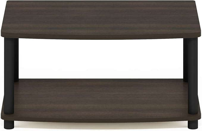 Furinno TURN-N-TUBE TV Riser Stand, 2-Tier Small Elevated No Tools TV Stand with Plastic Poles, Console for TV up to 32 inch, 15.8 x 23.8 x 11, for Living Room, Bedroom, Dark Brown