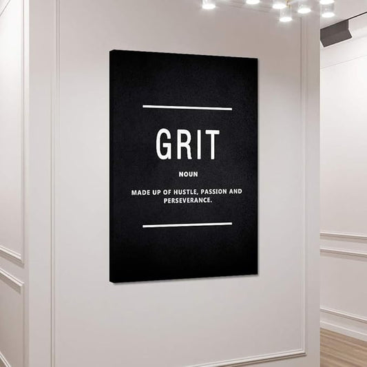 Yatsen Bridge Motivational Wall Art for Office Inspirational Canvas Painting Grit Noun Motto Posters Inspiring Quotes Pictures Sign Prints Artwork Home Living Room Wall Decorations Framed (24”Wx36”H)