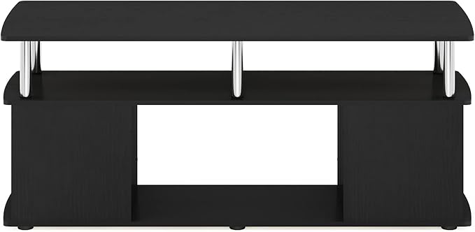 Furinno Jaya Coffee Table, Coffee Table with Storage Shelf, Center Table with Bottom Shelf, for Living Room, Dark Americano