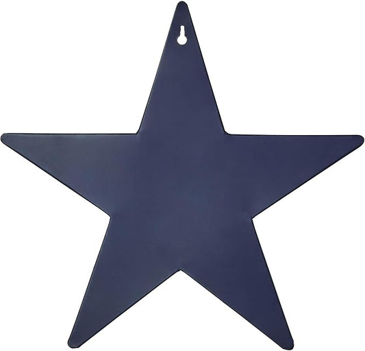 VHC Brands Patriotic Faceted Metal Star Wall Hanging - Navy, 12x12, Distressed Appearance, American Star with Display Pocket, Independence Day Decor