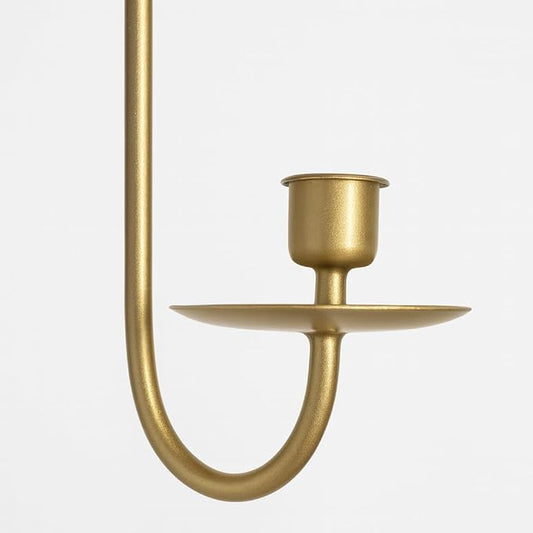 Wall Candle Holders Set of 2 Handcrafted Wrought Iron Sconces with Gold Finish, Easy to Install Modern Candle Holders for Living Room, Bedroom, Hallway, Wedding or Holiday Decor