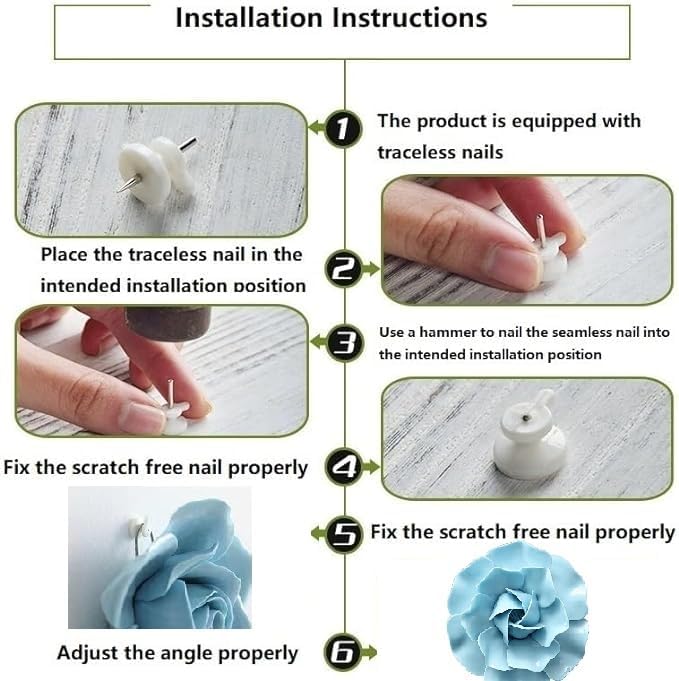 AMERRY 3D Wall Art - Artificial Porcelain Flower Decor for Home & Office (Blue Camellia, 2.76")