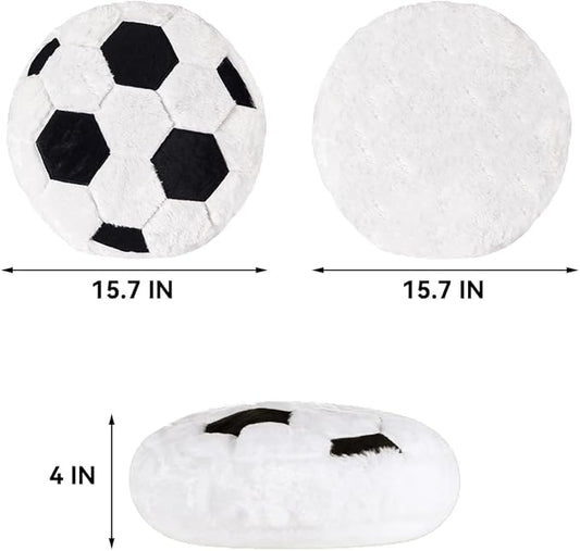 Plush Soccer Pillow, Round Ball Throw Pillow, Football Shaped Decorative Throw Pillow for Kids Room, Sofa, Bed-Soft & Fluffy Birthday Gift for Soccer Enthusiasts 15.7 Inch (40 cm)