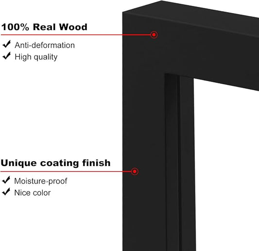 KINLINK A4 Picture Frame, Black Solid Wood Frames with Acrylic Plexiglass for Pictures A5 with Mat or A4 without Mat, Tabletop and Wall Mounting Display 4 Pack