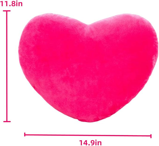S_SSOY Plush Pillow Heart Shape Cushion Fluffy Throw Pillows Decorative Back Cushions for Friends Valentine's Day (Rose Red)