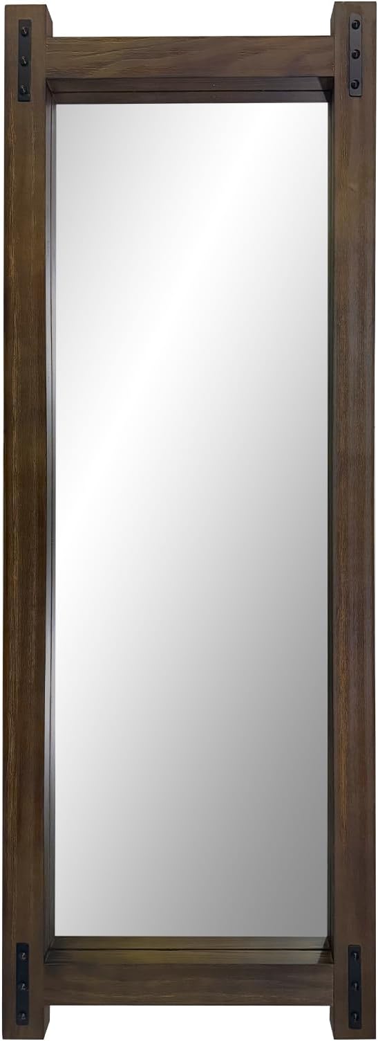 Full Length Mirror with Wood Frame ,60" x 21" Standing Full Body Floor Wall Mounted Hanging Mirror for Bedroom, Living Room,Cloakroom