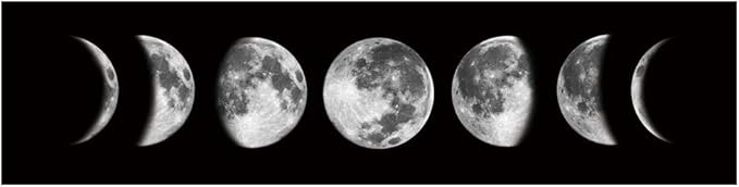 Ohhvvow Moon Phase Wall Art Painting, 47L x 11.8W Black and White Modern Abstract Canvas Wall Art Painting for Living Room Bedroom Decor, Contemporary Artwork for Home Office, Unframed