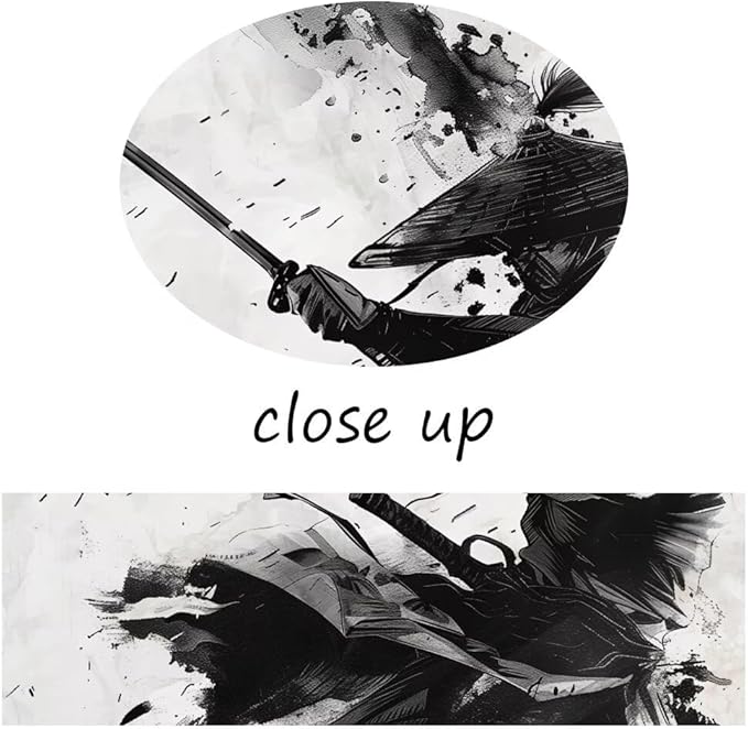 Japanese Samurai Wall Art Samurai Figure Sword Warrior Wall Posters Black and White Combat Picture Modern Watercolor Painting for Living Room Office Japan Themed Dorm Man Cave Decor (28''W x 44''H)