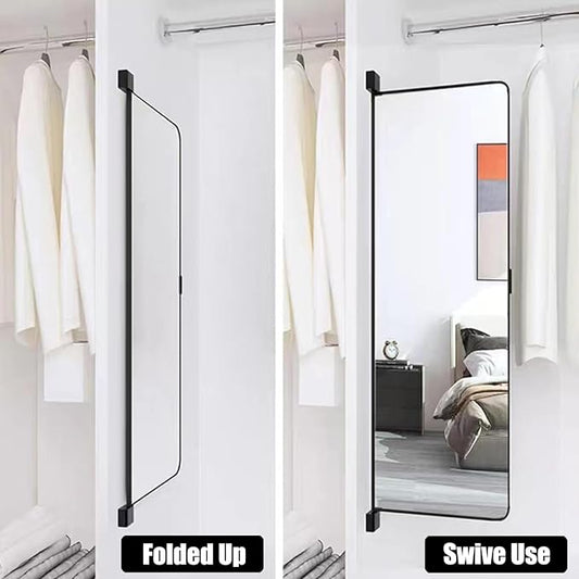 180° Swivel Full Length Mirror, 43" x 15.2" Wall Mounted Full Length, Hideaway Closet Mirror for Cloakroom, Bedroom, Door