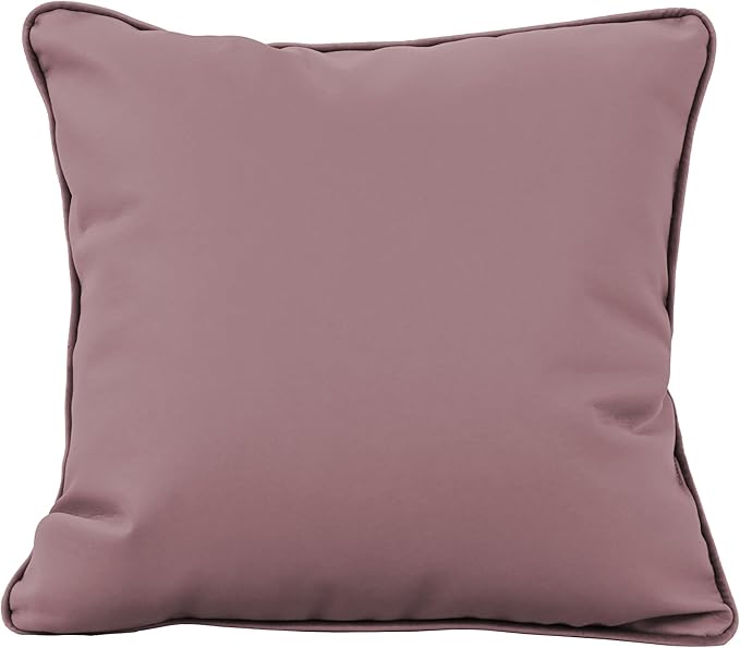 FDP 18" x 18" Velvet and Vinyl Square Pillow Set with Piping Decorative Throw Pillow for Home Dcor in Living Room, Bedroom or Lounge (2-Pack) - Mauve, 15162-112