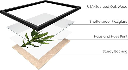 HAUS AND HUES Plant Wall Art - Set of 4 Green Plant Pictures Collection, Botanical Prints, Sage Green Leaves Paintings, Minimalist Wall Décor (16x20, Black Frame)