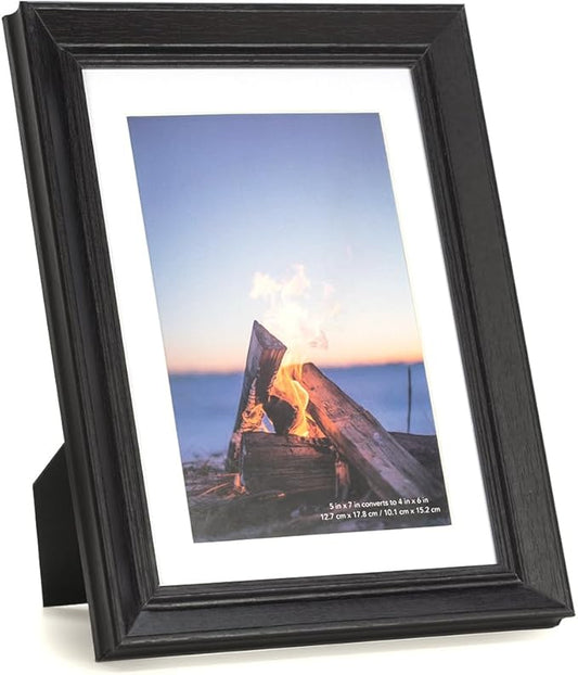 5x7 Picture Frame Black 2 Pack, Display 5x7 without Mat or 4x6 with Mat, Wall Gallery Photo Frames
