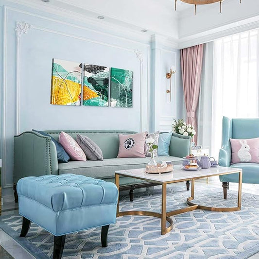 Canvas Wall Art For Living Room Abstract Wall Decor For Office Modern Bedroom Wall Decorations For Bathroom Hang Pictures Artwork Kitchen Wall Art Blue Watercolor Abstract Painting Home Decor 3 Piece