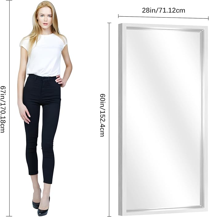 60"x28" Brushed Silver Bathroom Mirror, Large Rectangular Mirror for Wall, 0.6" Thickened Deep Frame Mirrors for Bathroom Sink, Shatterproof Tempered Glass, Antirust, Horizontally or Vertically