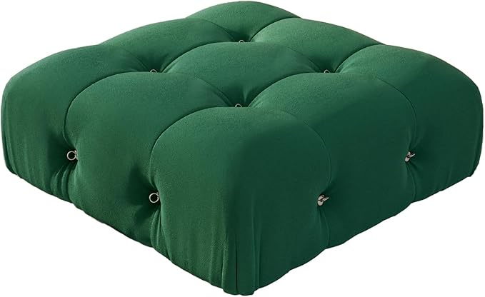 Modular Green Sectional Couches for Living Room, Modern Luxury Velvet Bubble Couch with Reversible Chaise Ottoman, Deep Seat Cloud Sectional Sofa (Ottoman, Green)