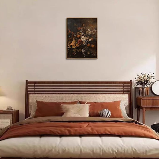 Djmwtb Framed Wall Art Vintage Wall Decor Flower Canvas Art Botonical Pictures Dark Paintings Moody Prints Antique Artwork