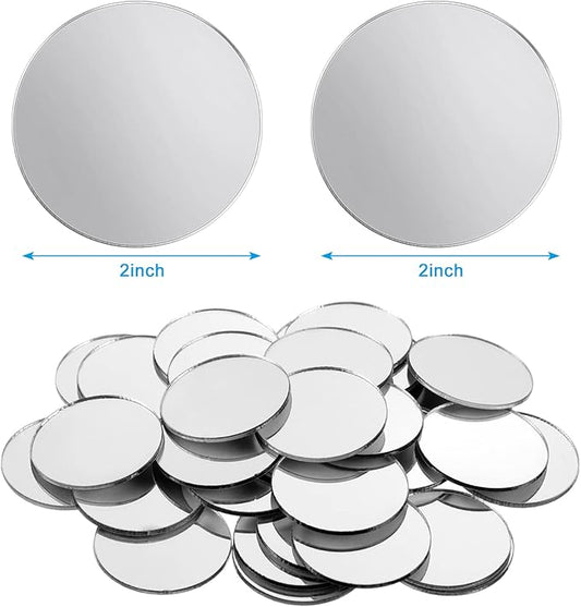 Blulu 200 Pieces Small Round Mirrors for Crafts Adhesive Round Bulk Mirror Tiny Circles Craft Acrylic Tiles for DIY Projects, Wall, Table & Art Decor Essentials (2 Inch)