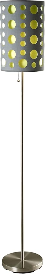 Ore International 9300F-GY-GN Modern Retro Floor Lamp, 66-Inch, Grey/Yellow
